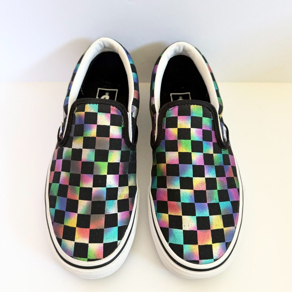 Vans Classic Iridescent Metallic Checkerboard Slip On 7.5
